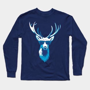 Cool Blue Stag Deer Long Sleeve T-Shirt